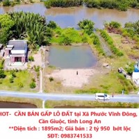 HOT HOT-  CẦN BÁN GẤP LÔ ĐẤT tại Xã Phước Vĩnh Đông, huyện Cần Giuộc, tỉnh Long An