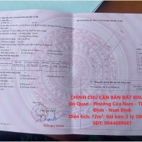 CHÍNH CHỦ CẦN BÁN ĐẤT KHU TDC Đò Quan - Phường Cửa Nam - TP Nam Định - Nam Định