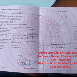 CHÍNH CHỦ CẦN BÁN ĐẤT KHU TDC Đò Quan - Phường Cửa Nam - TP Nam Định - Nam Định