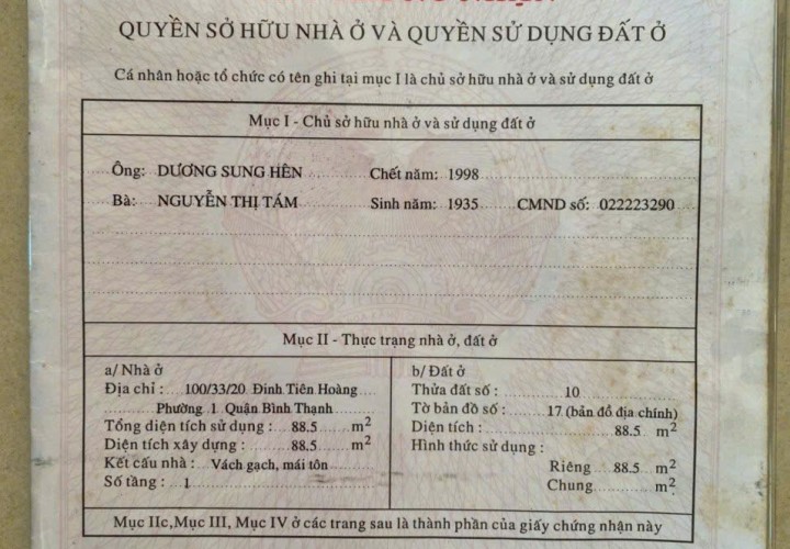 NHÀ ĐẸP - GIÁ TỐT - CHÍNH CHỦ Cần Bán Nhà 2 Mặt Tiền Tại Phường 1, Quận Bình Thạnh, TP.CM