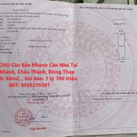 CHÍNH CHỦ Cần Bán Nhanh Căn Nhà Tại Xã An Khánh, Châu Thành, Đồng Tháp