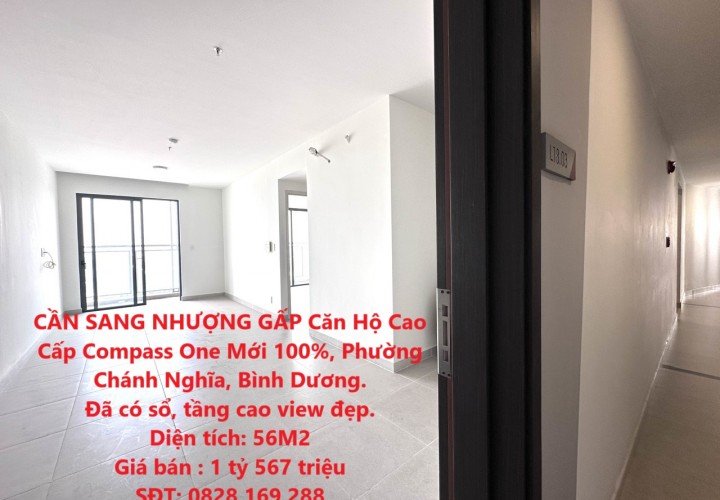 CẦN SANG NHƯỢNG GẤP Căn Hộ Cao Cấp Compass One Mới 100%, Phường Chánh Nghĩa, Bình Dương.