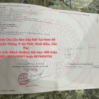 Chính Chủ Cần Bán Gấp Đất Tại Hẻm 89 Nguyễn Thông, P. An Thới, Ninh Kiều, Cần Thơ