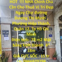 HOT  !!! NHÀ Chính Chủ Cần Cho Thuê Vị Trí Đẹp  Ngay Chợ đường Dương Thị Mười, P Hiệp Thành, Q12