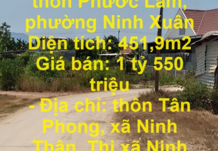 ĐẤT ĐẸP - CHÍNH CHỦ CẦN BÁN LÔ ĐẤT VỊ TRÍ ĐẸP Tại Ninh Xuân, Ninh Hòa- GIÁ ĐẦU TƯ