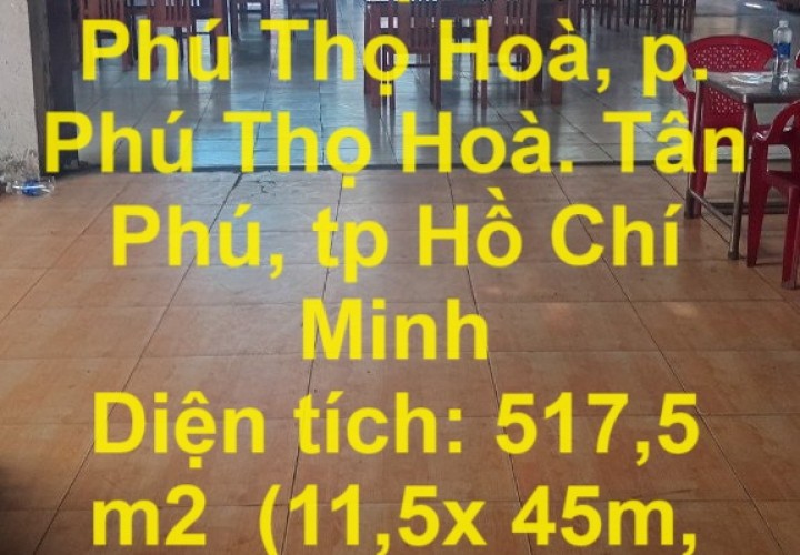 Cho Thuê Gấp Mặt Bằng kinh Doanh Đẹp Tại MẶT TIỀN KHU CHỢ  VẢI Phú Thọ Hoà, Tân Phú, TP Hồ Chí Minh