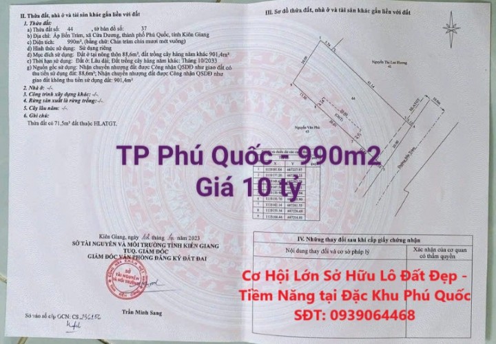 Cơ Hội Lớn Sở Hữu Lô Đất Đẹp - Tiềm Năng tại Đặc Khu Phú Quốc