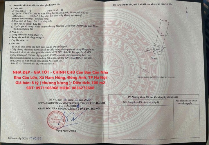 NHÀ ĐẸP - GIÁ TỐT - CHÍNH CHỦ Cần Bán Căn Nhà Khu Cầu Lớn, Xã Nam Hồng, Đông Anh, TP Hà Nội