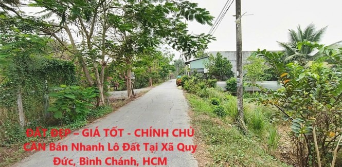 ĐẤT ĐẸP – GIÁ TỐT - CHÍNH CHỦ CẦN Bán Nhanh Lô Đất Tại Xã Quy Đức, Bình Chánh, HCM