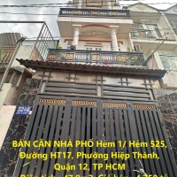 BÁN CĂN NHÀ PHỐ  Hẻm 1/ Hẻm 525, Đường HT17, Phường Hiệp Thành, Hẻm Xe Hơi