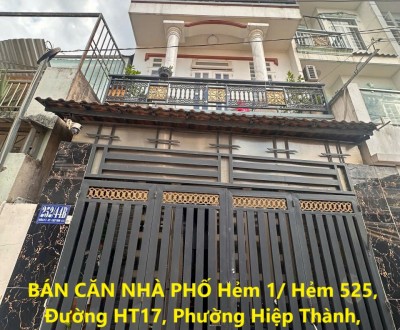 BÁN CĂN NHÀ PHỐ  Hẻm 1/ Hẻm 525, Đường HT17, Phường Hiệp Thành, Hẻm Xe Hơi