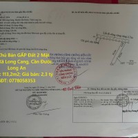 Chính Chủ Bán GẤP Đất 2 Mặt Tiền Tại Xã Long Cang, Cần Đước, Long An