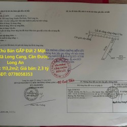 Chính Chủ Bán GẤP Đất 2 Mặt Tiền Tại Xã Long Cang, Cần Đước, Long An