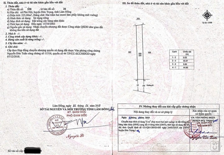 CẦN BÁN NHANH LÔ ĐẤT  MẶT TIỀN TẠI Xã Phú Hội , huyện Ðức Trọng, tỉnh Lâm Đồng