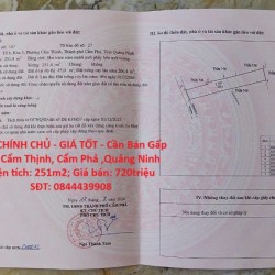 ĐẤT CHÍNH CHỦ - GIÁ TỐT - Cần Bán Gấp Đất Cẩm Thịnh, Cẩm Phả ,Quảng Ninh (sau trạm thu phí cọc 7)