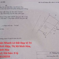 GIÁ TỐT - CHÍNH CHỦ Cần Bán Nhanh Lô Đất Đẹp Vị Trí Tại Tỉnh khánh Hòa