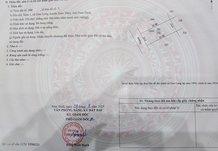 ĐẤT ĐẸP - ĐẦU TƯ SINH LỜI - Cần Bán 3 Lô Đất Xã Giao Long, Huyện Giao Thủy, Nam Định