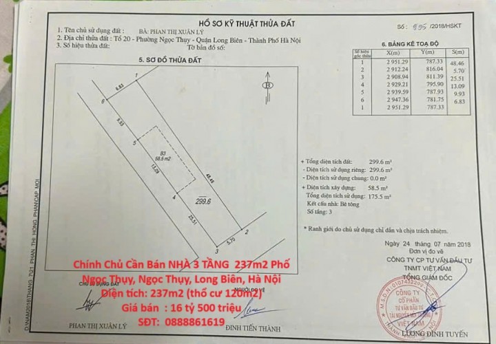 Chính Chủ Cần Bán NHÀ 3 TẦNG  237m2 Phố Ngọc Thụy, Ngọc Thụy, Long Biên, Hà Nội