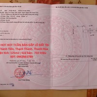 HOT HOT HOT !!CẦN BÁN GẤP LÔ ĐẤT TẠI Xã Thành Tiến, Thạch Thành, Thanh Hóa