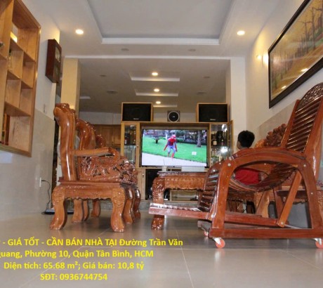 NHÀ ĐẸP - GIÁ TỐT - CẦN BÁN NHÀ TẠI Đường Trần Văn Quang, Phường 10, Quận Tân Bình, HCM