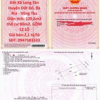 VỊ TRÍ ĐẸP - ĐẦU TƯ SINH LỜI - Cần Bán Lô Đất Xã Long Tân Huyện Đất Đỏ, Bà Rịa - Vũng Tàu