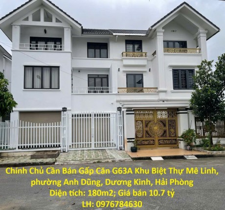 Chính Chủ Cần Bán Gấp Căn G63A Khu Biệt Thự Mê Linh, phường Anh Dũng, Dương Kinh, Hải Phòng