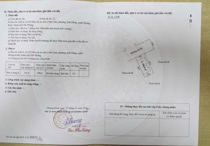 Chính Chủ Cần Bán Gấp Căn G63A Khu Biệt Thự Mê Linh, phường Anh Dũng, Dương Kinh, Hải Phòng