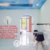 CHO THUÊ 3 PHÒNG TẦNG 2 - 3 -4 TẠI 243/20, Chu văn an, Phường 13, Quận Bình Thạnh, HCM