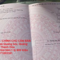 ĐẤT ĐẸP - GIÁ TỐT - CHÍNH CHỦ CẦN BÁN GẤP LÔ ĐẤT  tại xã Quảng lưu, Quảng xương, Thanh Hóa