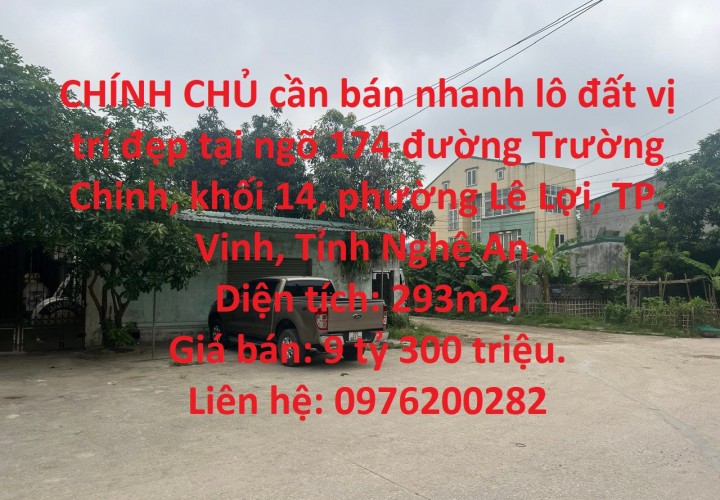 CHÍNH CHỦ cần bán nhanh lô đất vị trí đẹp tại TP. Vinh, Tỉnh Nghệ An.