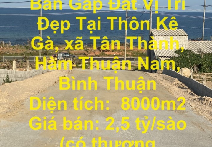 CHÍNH CHỦ Cần Bán Gấp Đất Vị Trí Đẹp Tại Thôn Kê Gà, xã Tân Thành, Hàm Thuận Nam, Bình Thuận