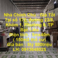 Nhà Chính Chủ - Giá Tốt Tại số 172, đường 23/8, Khóm 1, Phường 8, TP Bạc Liêu