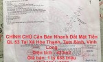CHÍNH CHỦ Cần Bán Nhanh Đất Mặt Tiền QL 53 Tại Xã Hòa Thạnh, Tam Bình, Vĩnh Long