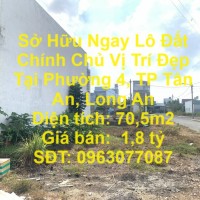 Sở Hữu Ngay Lô Đất Chính Chủ Vị Trí Đẹp Tại Phường 4, TP Tân An, Long An