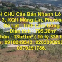 CHÍNH CHỦ Cần Bán Nhanh Lô Đất Vị Trí Tại TP Đà Lạt, Tỉnh Lâm Đồng