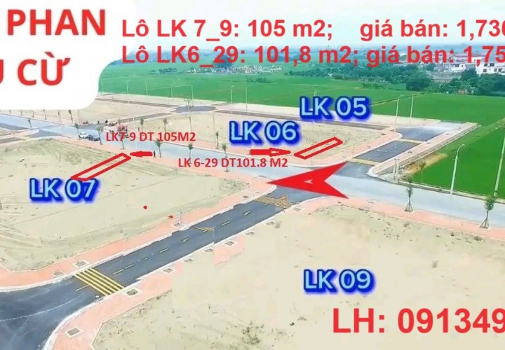 CHÍNH CHỦ BÁN NHANH 2 Lô Đất Mặt Đường Tại khu Dân Cư Mới Tống Phan.