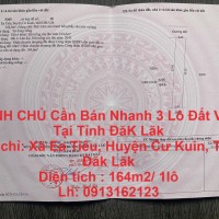 CHÍNH CHỦ Cần Bán Nhanh 3 Lô Đất Vị Trí Tại Tỉnh ĐăK Lăk