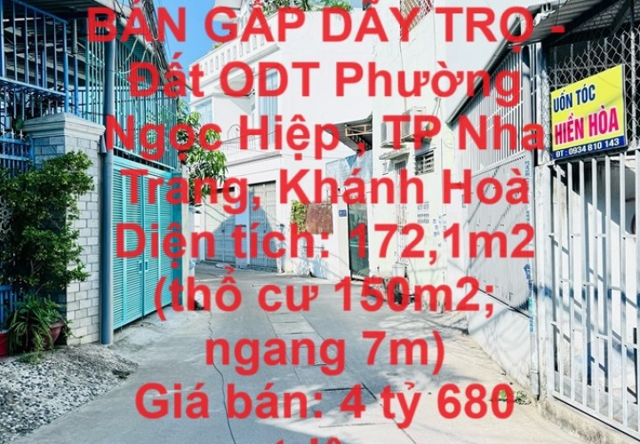 CHÍNH CHỦ CẦN BÁN GẤP DÃY TRỌ - Đất ODT Phường Ngọc Hiệp , TP Nha Trang, Khánh Hoà