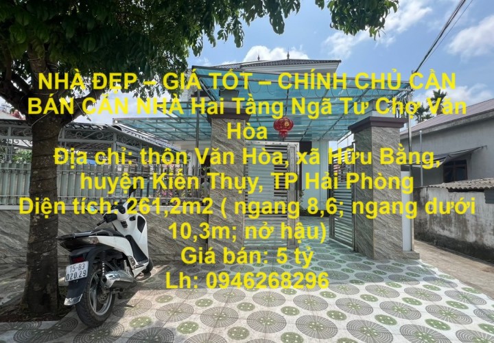 NHÀ ĐẸP – GIÁ TỐT – CHÍNH CHỦ CẦN BÁN CĂN NHÀ Hai Tầng Ngã Tư Chợ Văn Hòa