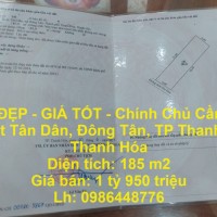 ĐẤT ĐẸP - GIÁ TỐT - Chính Chủ Cần Bán Lô Đất Tân Dân, Đông Tân, TP Thanh Hóa, Thanh Hóa