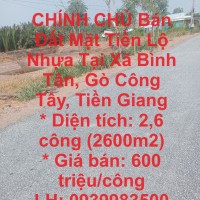 CHÍNH CHỦ Bán Đất Mặt Tiền Lộ Nhựa Tại Xã Bình Tân, Gò Công Tây, Tiền Giang