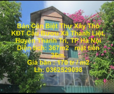 Bán Căn Biệt Thự Xây Thô KĐT Cầu Bươu Xã Thanh Liệt, Huyện Thanh Trì, TP Hà Nội