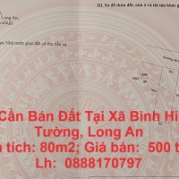 Chính Chủ Cần Bán Đất Tại Xã Bình Hiệp, TX Kiến Tường, Long An