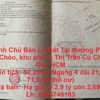 Chính Chủ Bán Lô Đất Tại đường Phạm Văn Chèo, khu phố 3, Thị Trấn Củ Chi, Củ Chi, HCM