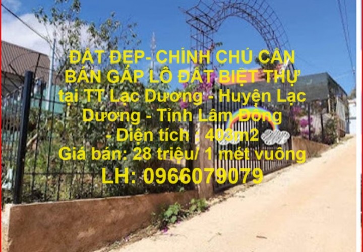 ĐẤT ĐẸP- CHÍNH CHỦ CẦN BÁN GẤP LÔ ĐẤT BIỆT THỰ  tại TT Lạc Dương - Huyện Lạc Dương - Tỉnh Lâm Đồng