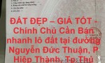 ĐẤT ĐẸP – GIÁ TỐT - Chính Chủ Cần Bán nhanh lô đất tại Thủ Dầu Một, Bình Dương.