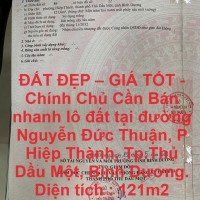 ĐẤT ĐẸP – GIÁ TỐT - Chính Chủ Cần Bán nhanh lô đất tại Thủ Dầu Một, Bình Dương.