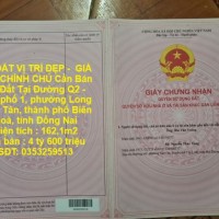 LÔ ĐẤT VỊ TRÍ ĐẸP -  GIÁ TỐT CHÍNH CHỦ Cần Bán Lô Đất Tại Tp Biên Hòa, tỉnh Đồng Nai