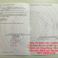 ĐẦU TƯ SINH LỜI - CHÍNH CHỦ Cần Bán Nhanh Lô Đất Tại Xã Tân Thành, Gò Công Đông, Tiền Giang