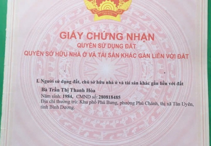 CHÍNH CHỦ CẦN BÁN NHANH LÔ ĐẤT  TẠI Thị xã Tân Uyên, tỉnh Bình Dương